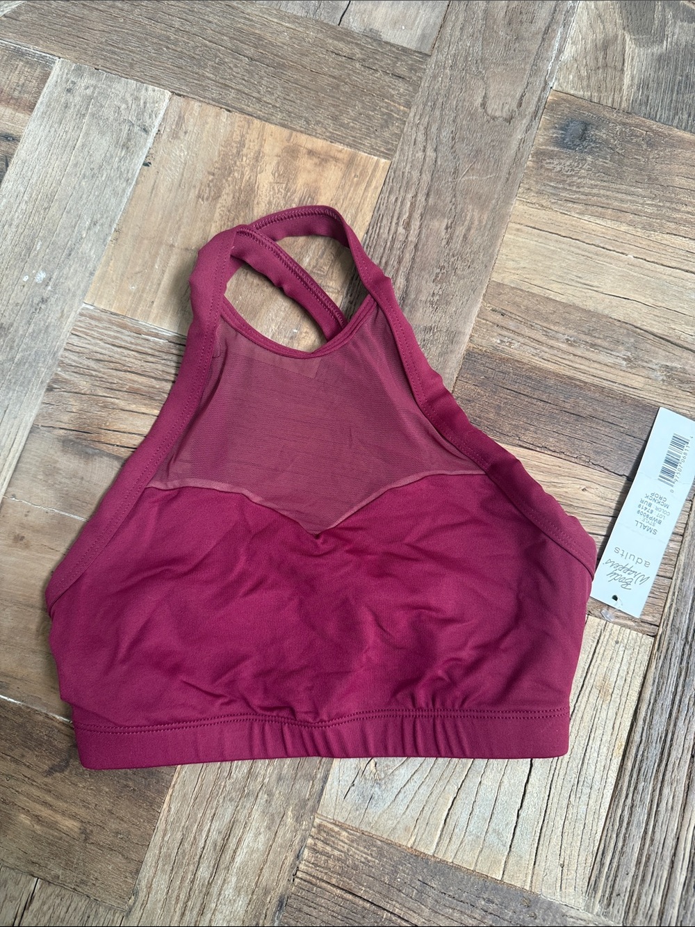 Body Wrappers High-Neck Mesh Sports Bralette - Berry